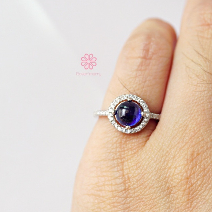 Bague en argent sterling et saphir (taille 50) - Rosen'marry