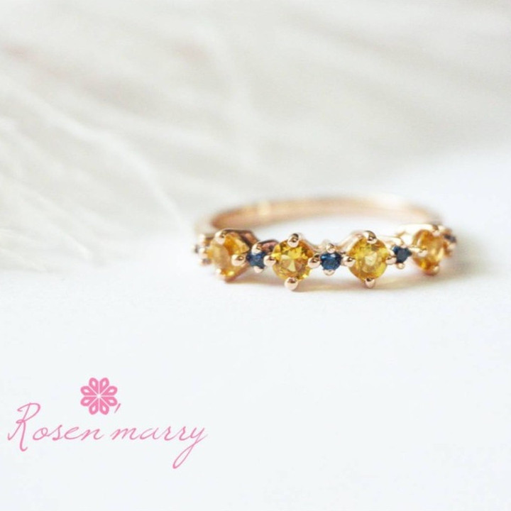 Bague en argent sterling avec citrine et topaze | Plaqué or rose