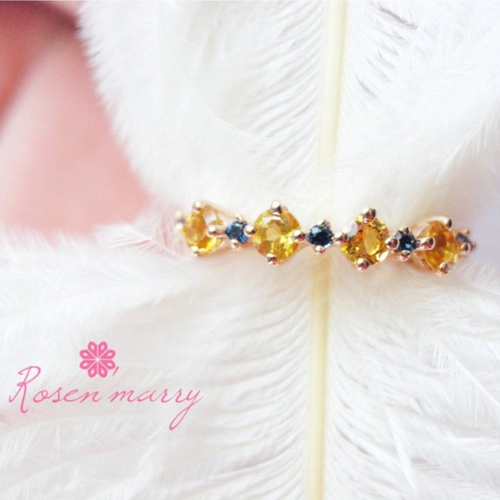 Bague en argent sterling avec citrine et topaze | Plaqué or rose