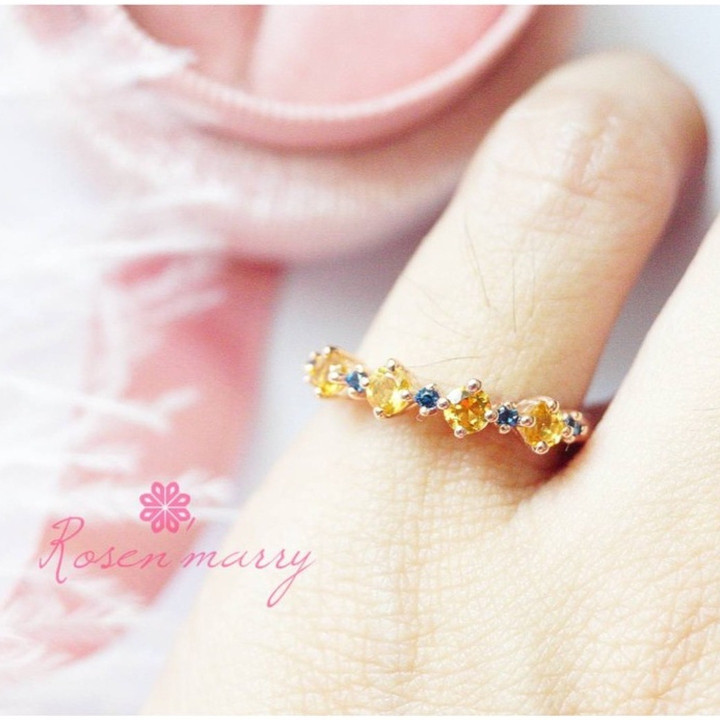 Bague en argent sterling avec citrine et topaze | Plaqué or rose