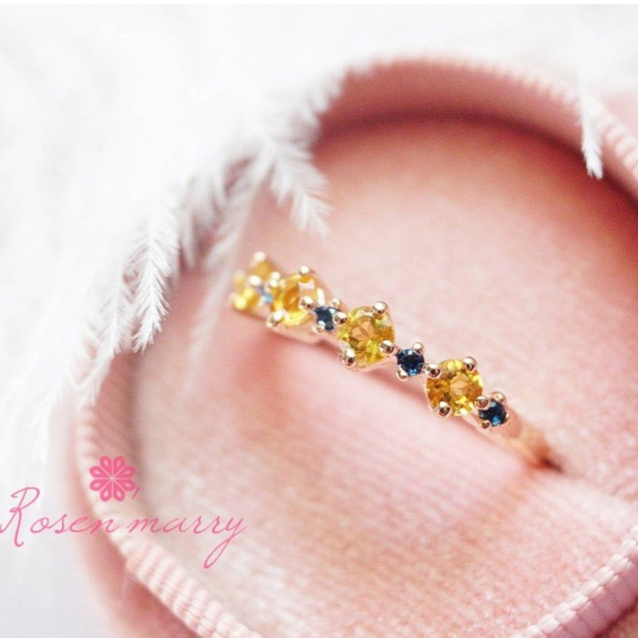 Bague en argent sterling avec citrine et topaze | Plaqué or rose