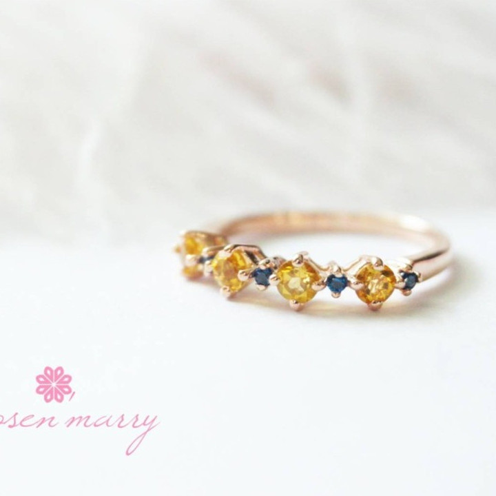 Bague en argent sterling avec citrine et topaze | Plaqué or rose