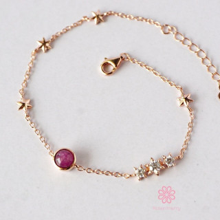 Sterling Silver Ruby Bracelet | Good Fortune Charm and Jewelry Gift