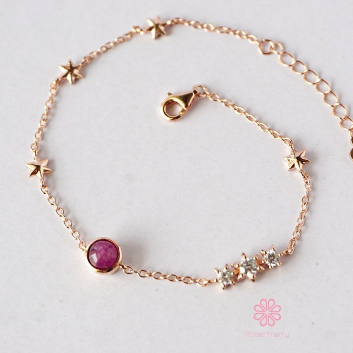 Bracelet en argent sterling et rubis | Porte-bonheur et bijou cadeau