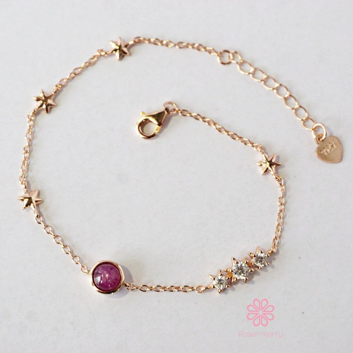 Bracelet en argent sterling et rubis | Porte-bonheur et bijou cadeau