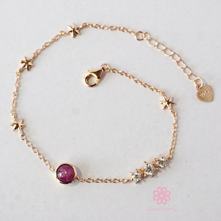 Bracelet en argent sterling et rubis | Porte-bonheur et bijou cadeau