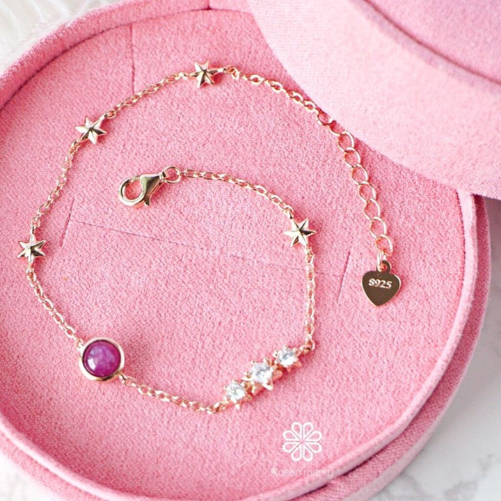 Bracelet en argent sterling et rubis | Porte-bonheur et bijou cadeau