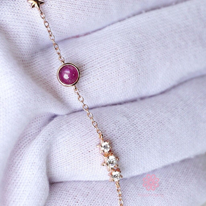 Bracelet en argent sterling et rubis | Porte-bonheur et bijou cadeau