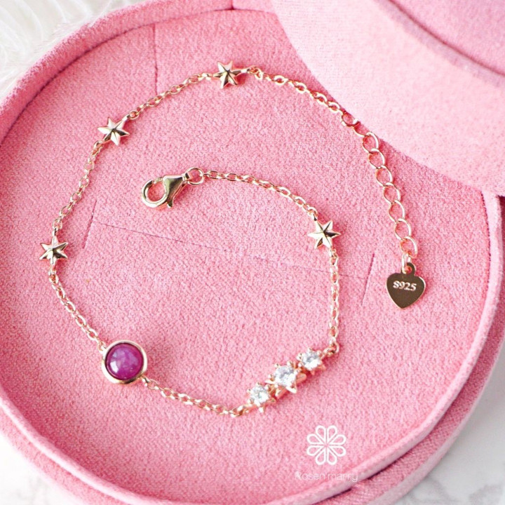 Bracelet en argent sterling et rubis | Porte-bonheur et bijou cadeau