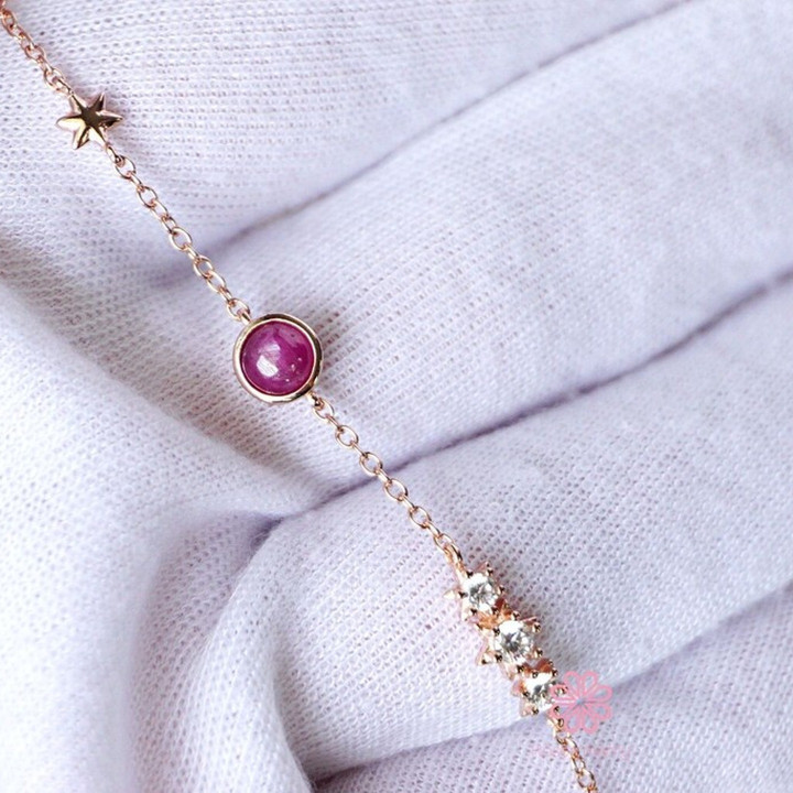 Bracelet en argent sterling et rubis | Porte-bonheur et bijou cadeau