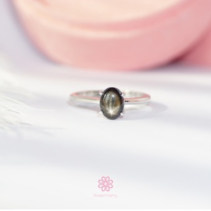 Bague saphir étoile noire | Argent sterling 925 | Rosen'marry