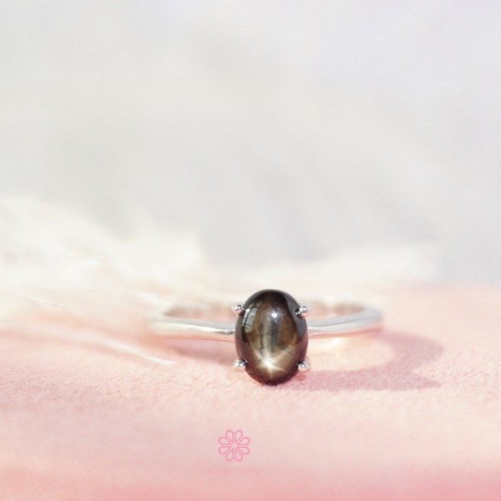 Bague saphir étoile noire | Argent sterling 925 | Rosen'marry