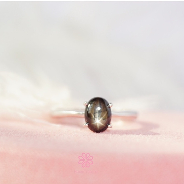 Bague saphir étoile noire | Argent sterling 925 | Rosen'marry