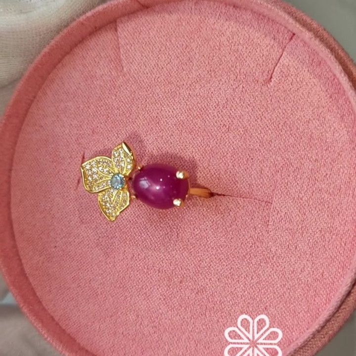 Bague en argent sterling avec rubis étoilé véritable - Bijou de naissance