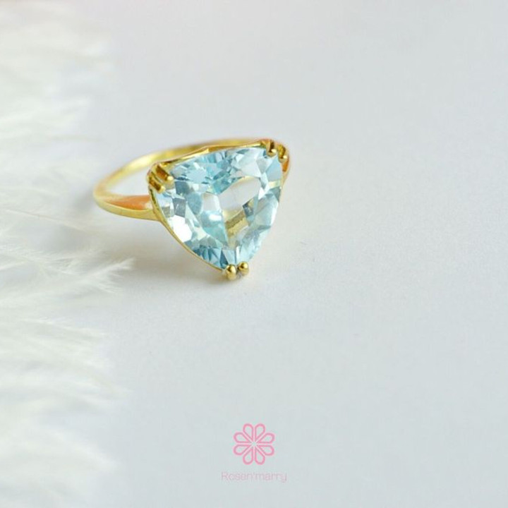 Bague en topaze véritable | Argent 925, pierre porte-bonheur