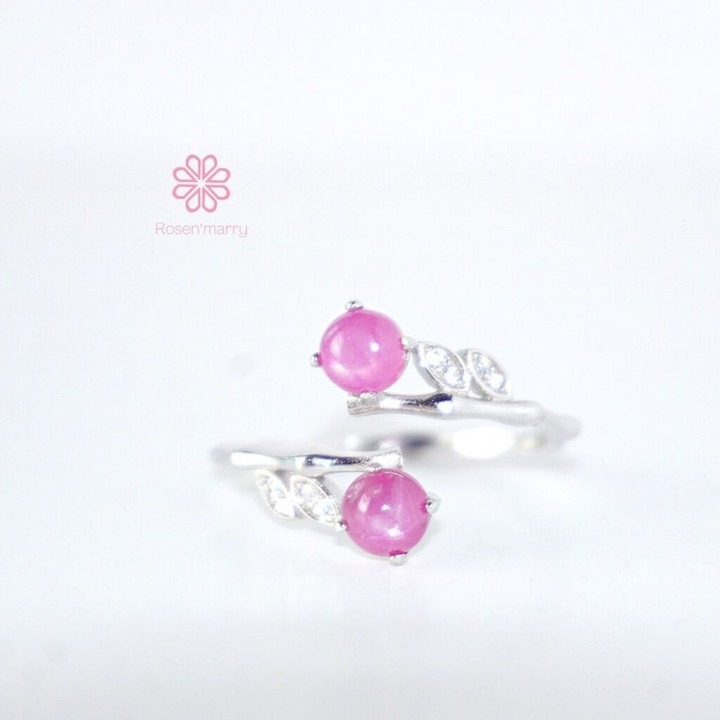 Star Ruby Ring in Sterling Silver | Rosen'marry Genuine Gemstone