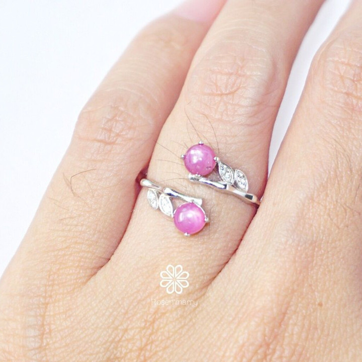 Star Ruby Ring in Sterling Silver | Rosen'marry Genuine Gemstone