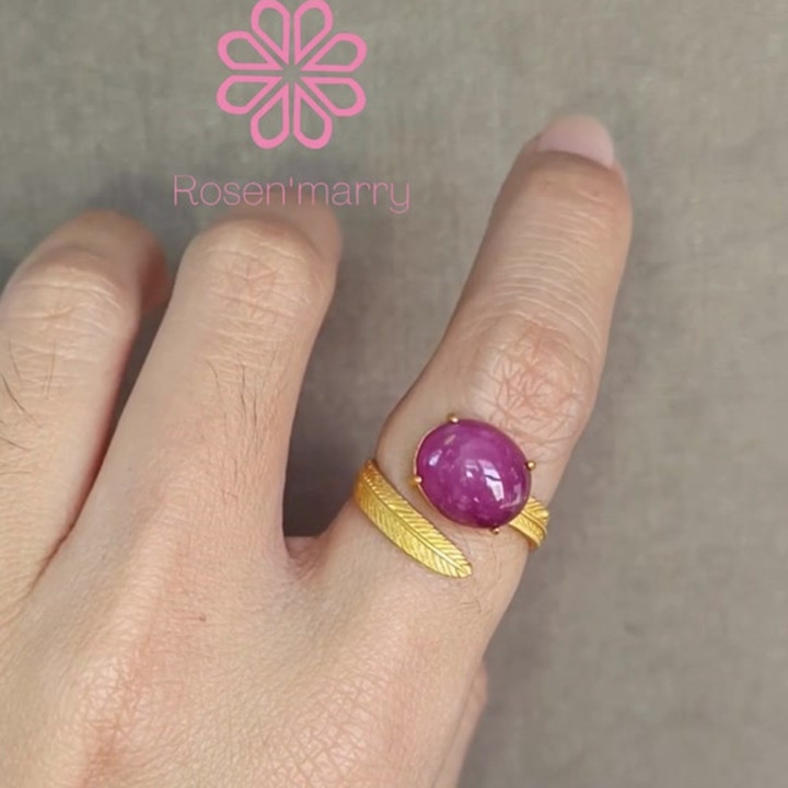 Bague rubis exceptionnelle (10 carats) | Argent sterling et plaqué or