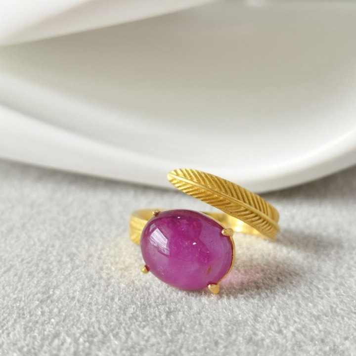 Bague rubis exceptionnelle (10 carats) | Argent sterling et plaqué or
