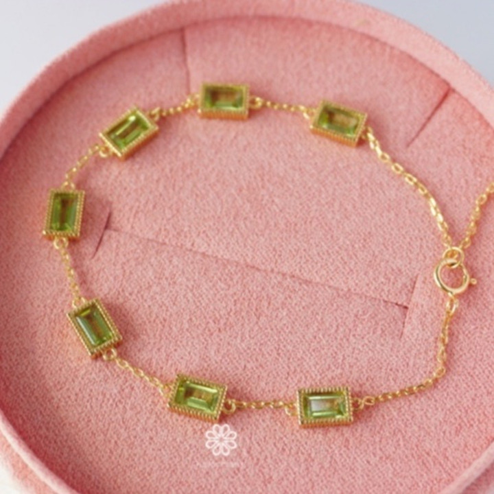 Pulsera de peridoto | Plata de ley, chapada en oro