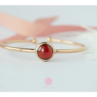 Genuine Garnet and Sterling Silver Bracelet - Rose Gold Plated