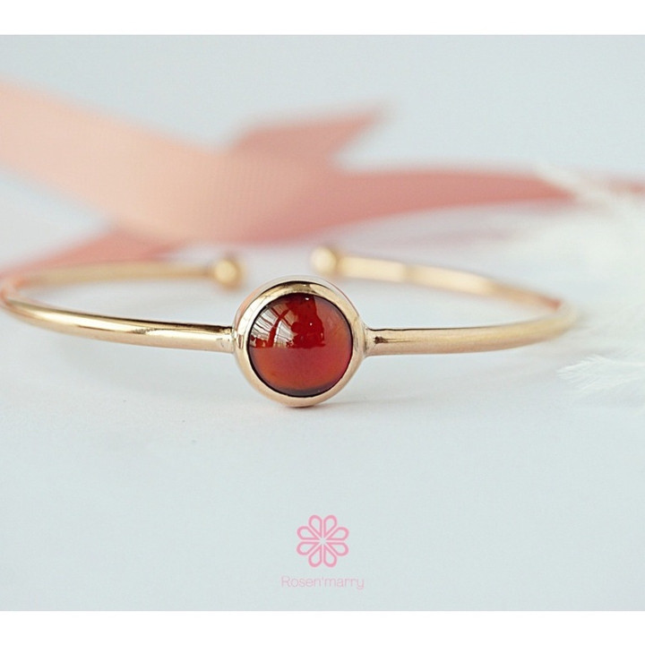Echtes Granat- und Sterlingsilberarmband – roségoldplattiert