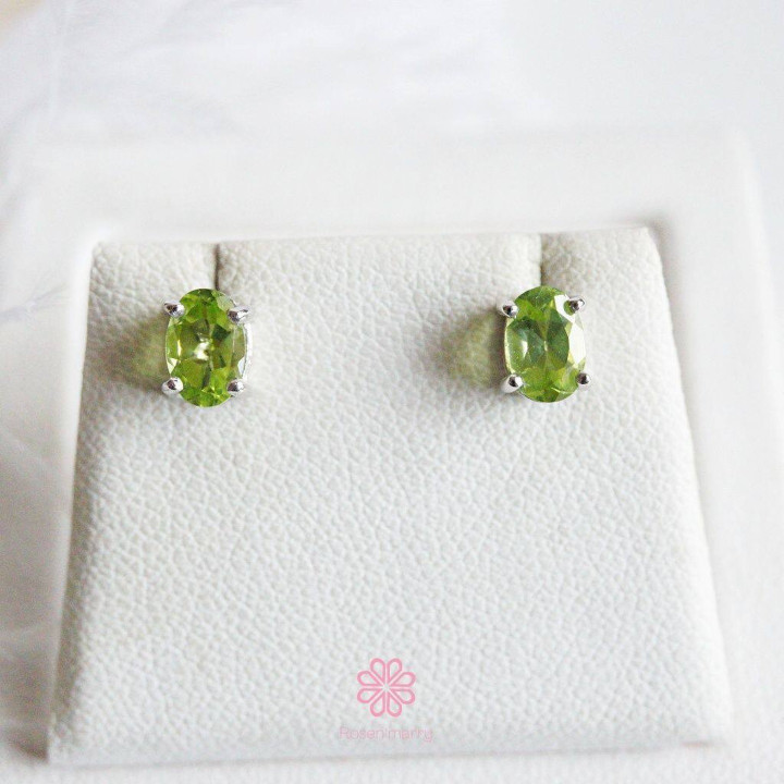Pendientes de peridoto auténtico | Plata de ley 925 | Regalos de buena fortuna