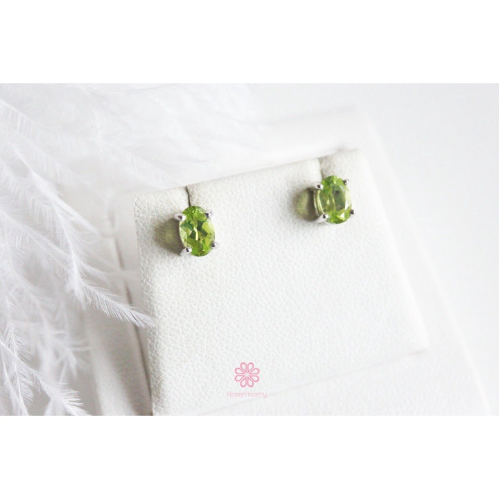 Pendientes de peridoto auténtico | Plata de ley 925 | Regalos de buena fortuna