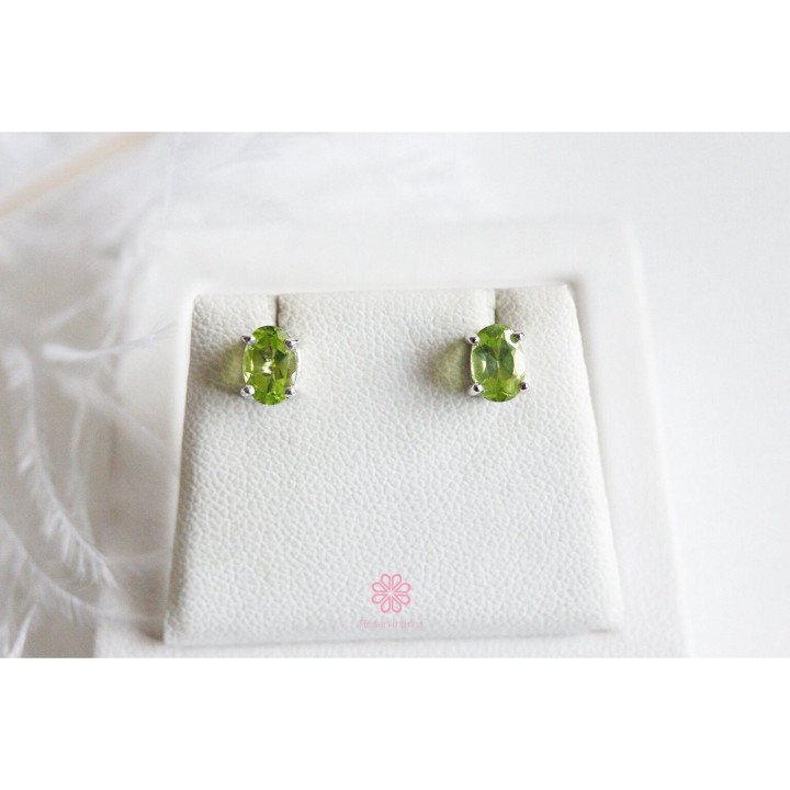 Pendientes de peridoto auténtico | Plata de ley 925 | Regalos de buena fortuna