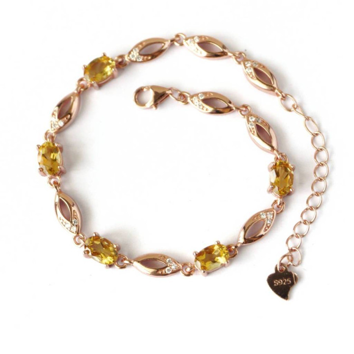 Bracelet en citrine et argent sterling - Porte-bonheur | Rosen'marry