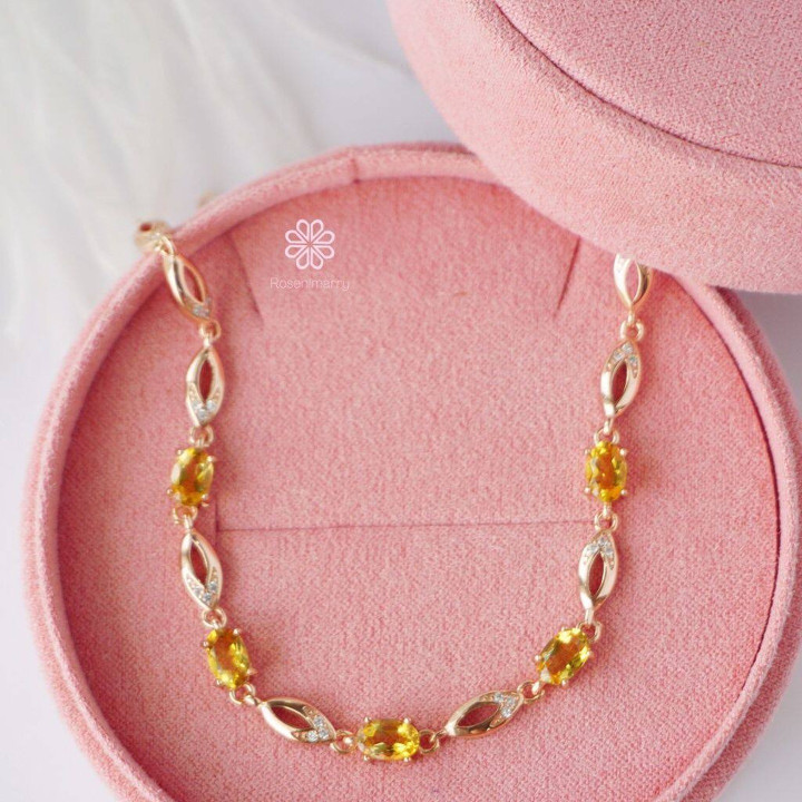 Bracelet en citrine et argent sterling - Porte-bonheur | Rosen'marry