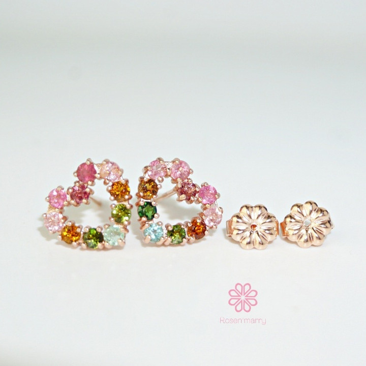 Genuine Tourmaline Heart Earrings | 925 Sterling Silver