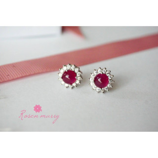 Genuine Ruby and Diamond Earrings | Sterling Silver, Hypoallergenic
