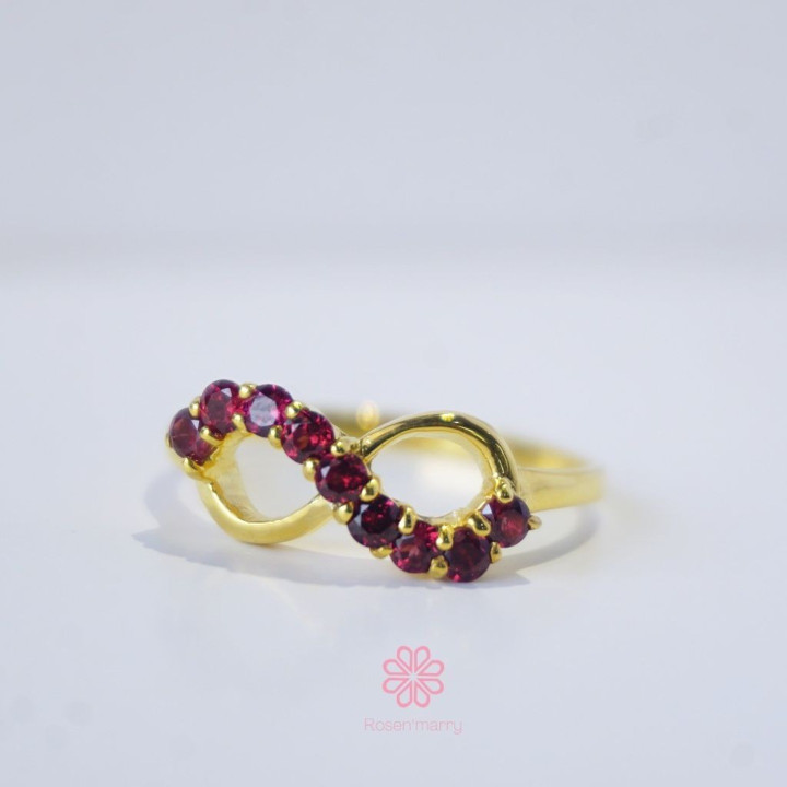 Bague en grenat brut | Argent sterling | Taille 56 | Pierre précieuse authentique