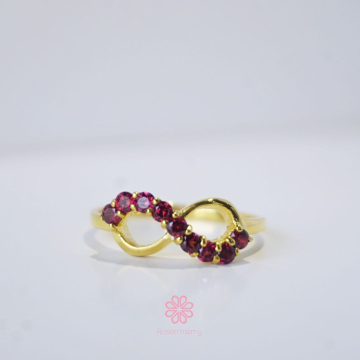 Bague en grenat brut | Argent sterling | Taille 56 | Pierre précieuse authentique