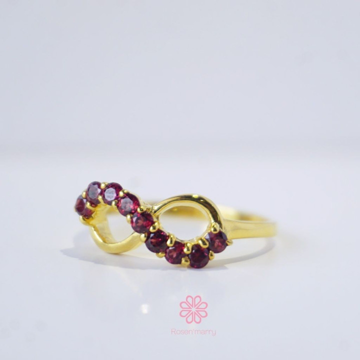Bague en grenat brut | Argent sterling | Taille 56 | Pierre précieuse authentique