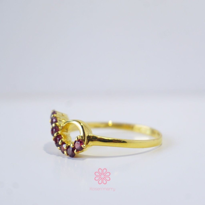 Bague en grenat brut | Argent sterling | Taille 56 | Pierre précieuse authentique
