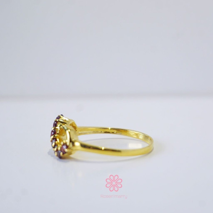 Bague en grenat brut | Argent sterling | Taille 56 | Pierre précieuse authentique