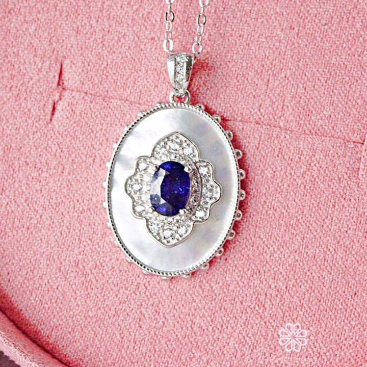 Collar de plata de ley con piedras preciosas y nácar | RN085