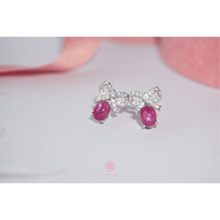 Star Ruby Earrings in Sterling Silver | Genuine Gemstones