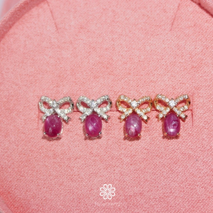 Star Ruby Earrings in Sterling Silver | Genuine Gemstones