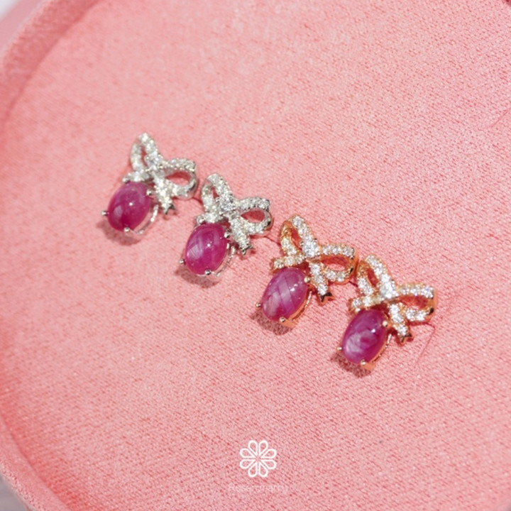 Star Ruby Earrings in Sterling Silver | Genuine Gemstones