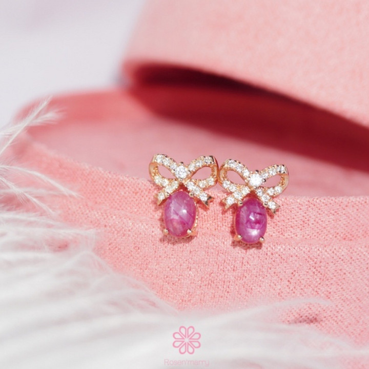 Star Ruby Earrings in Sterling Silver | Genuine Gemstones