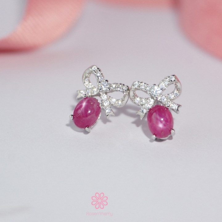 Star Ruby Earrings in Sterling Silver | Genuine Gemstones