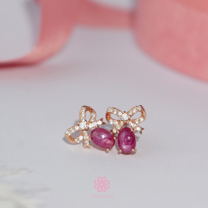 Star Ruby Earrings in Sterling Silver | Genuine Gemstones