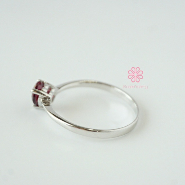 Bague cœur en grenat et argent sterling | Bijoux Rosen'marry