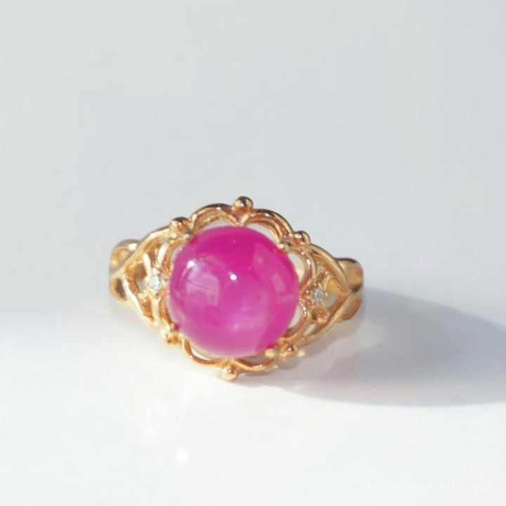 Bague en argent sterling et or rose ornée d'un rubis éclatant de 5 carats
