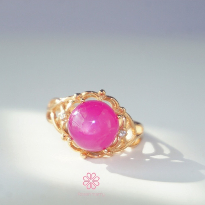 Bague en argent sterling et or rose ornée d'un rubis éclatant de 5 carats