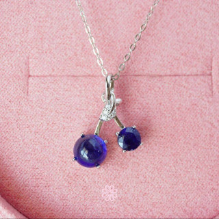 Sterling Silver Sapphire Necklace - Genuine Gemstone Luck RN046