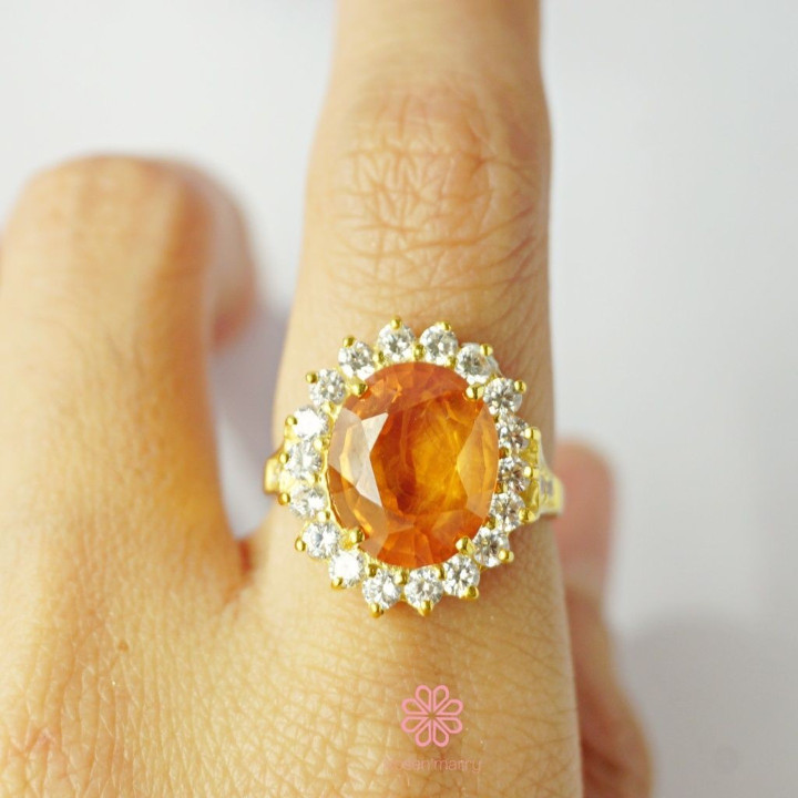 Bague en argent sterling ornée d'un saphir jaune véritable de 7,5 carats
